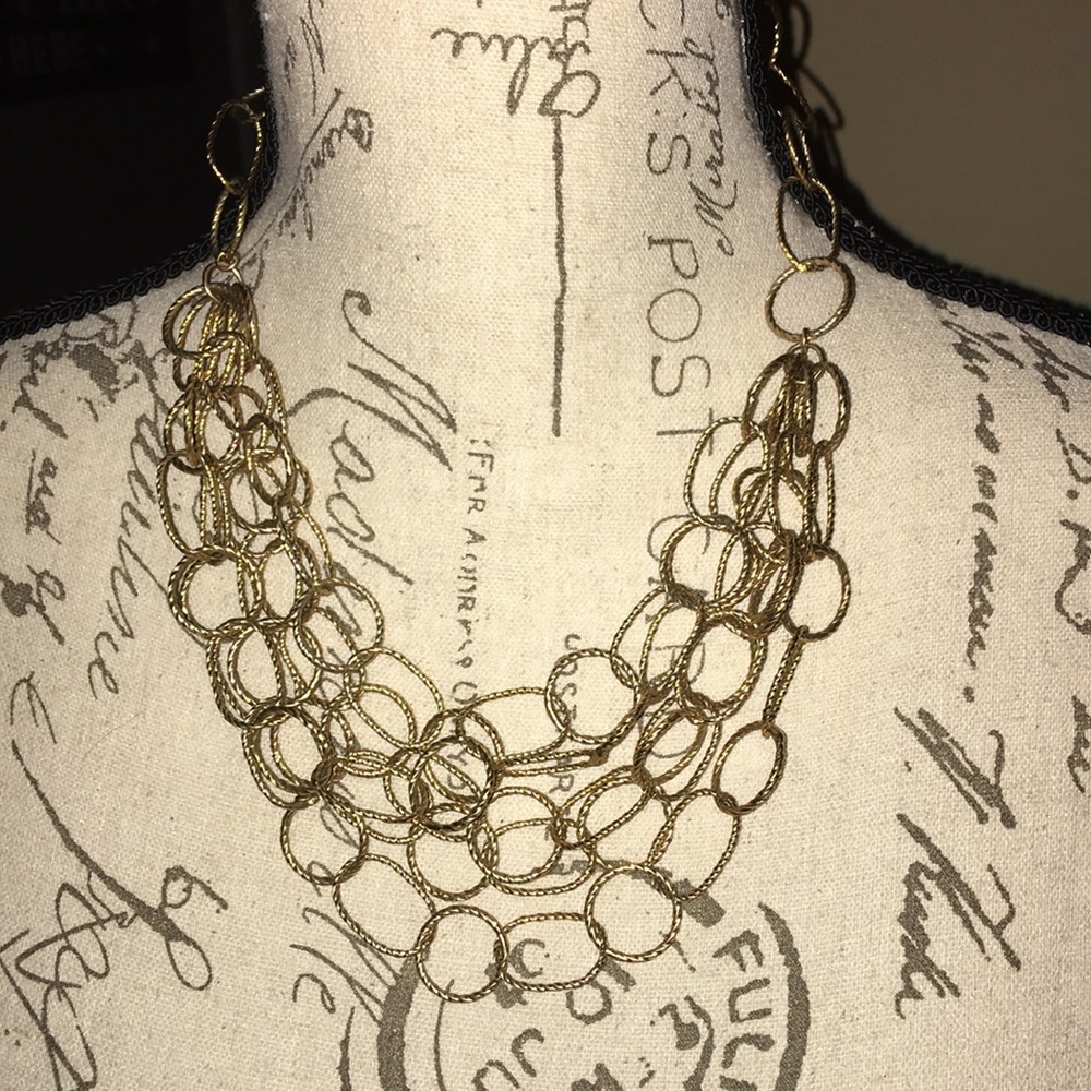 Gold plate necklace 3 rows